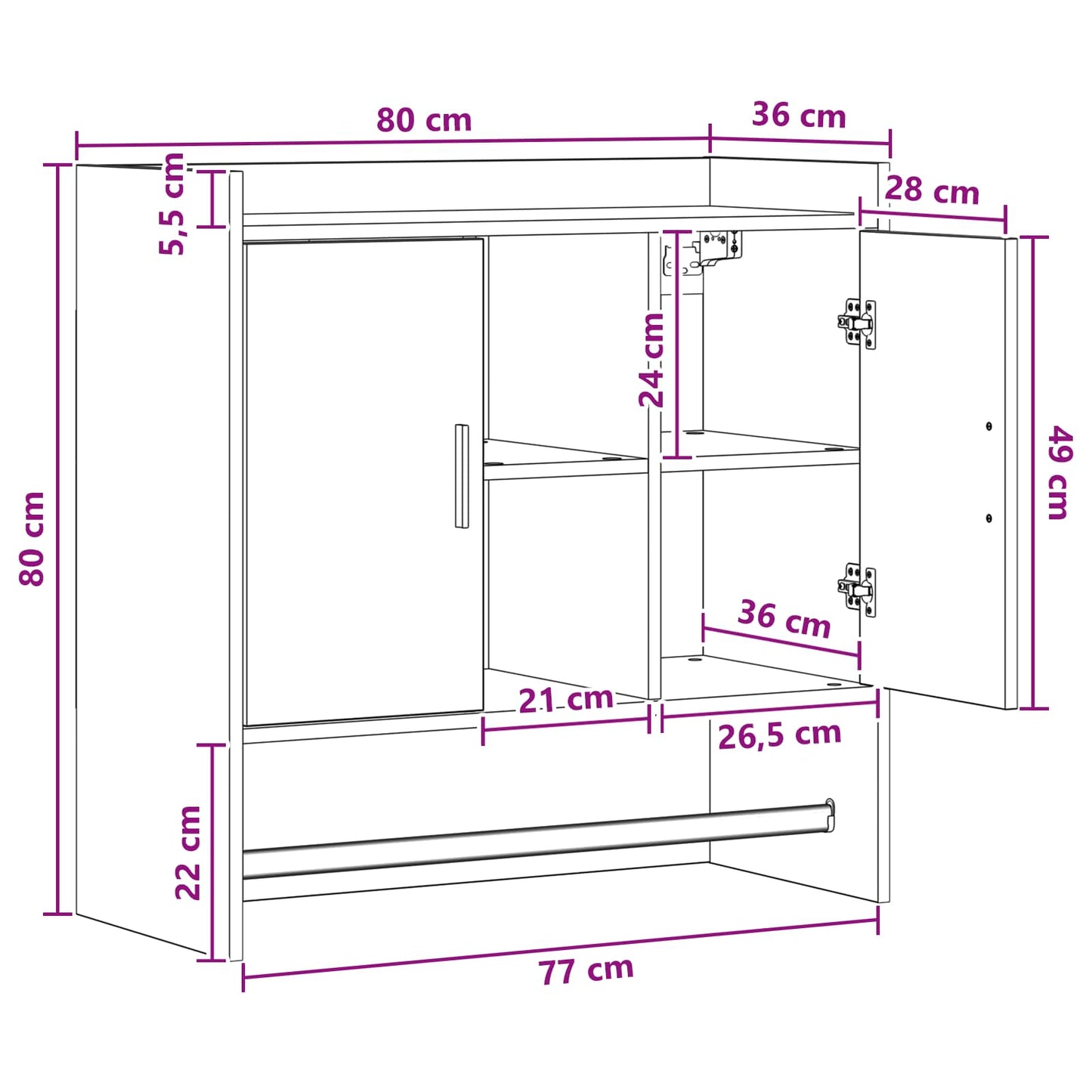 Scaffale da parete A parete Sonoma grigio 80 x 36 x 80 cm | homemem39