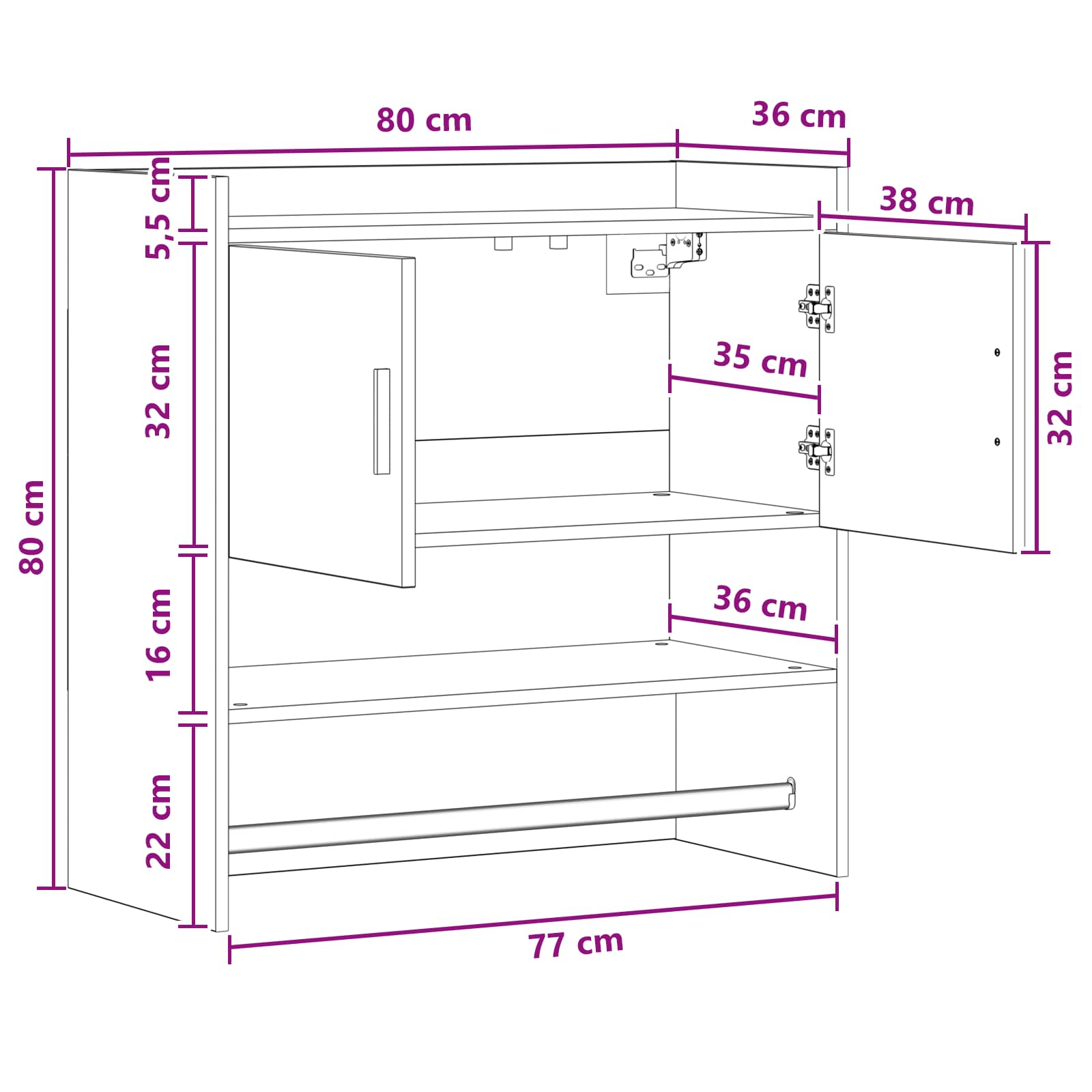 Scaffale da parete A parete Legno antico 80 x 36 x 80 cm | homemem39