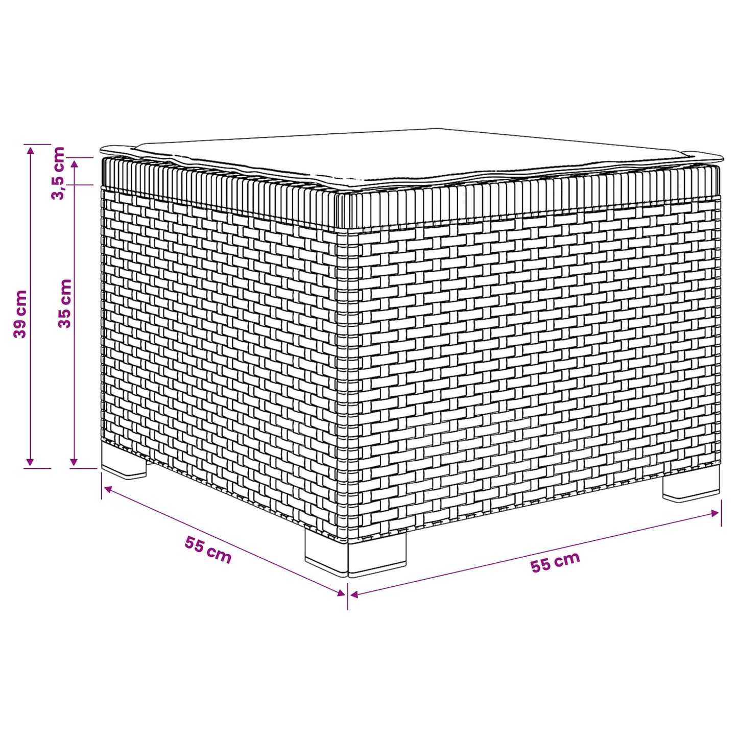 Divano da Giardino a 1 Posto con Cuscino Aspetto Rattan PP | homemem39
