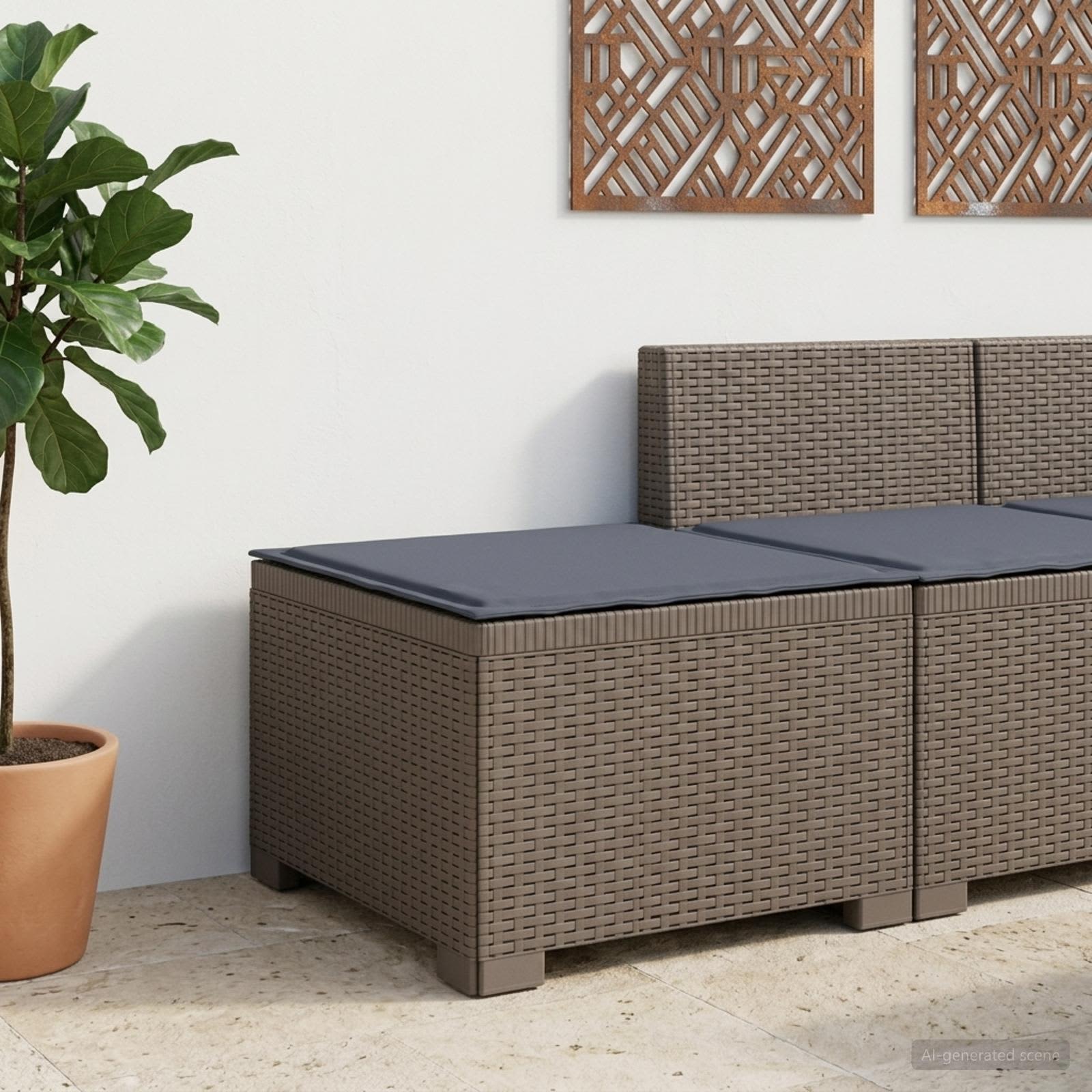 Divano da Giardino a 1 Posto con Cuscino Aspetto Rattan PP | homemem39