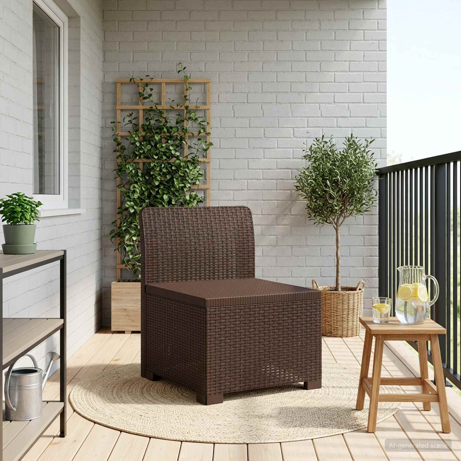 Divano da Giardino a 1 Posto Aspetto Rattan PP Marrone | homemem39
