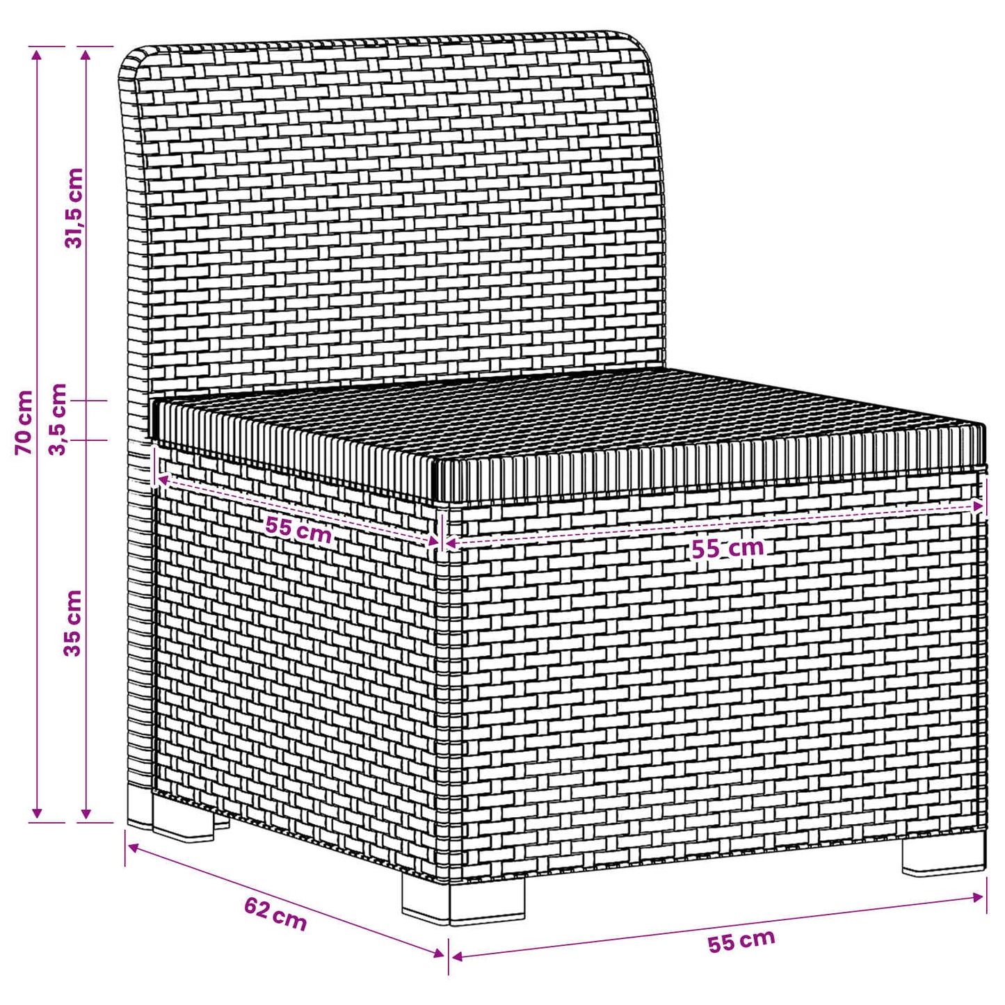 Divano da Giardino a 1 Posto Aspetto Rattan PP Grigio Chiaro | homemem39