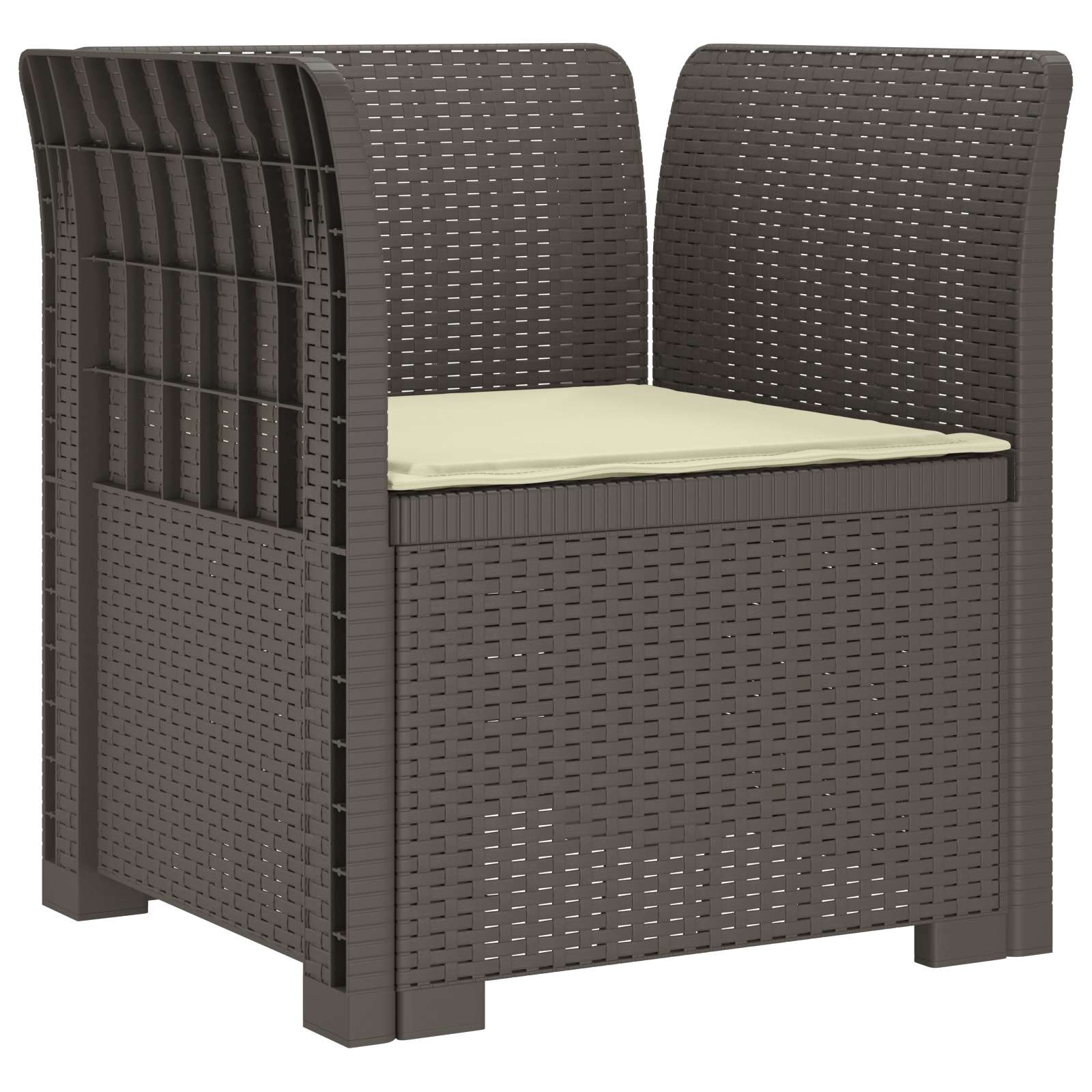 Poltrona a 1 Posto con Cuscino Aspetto Rattan PP Grigio Chiaro | homemem39