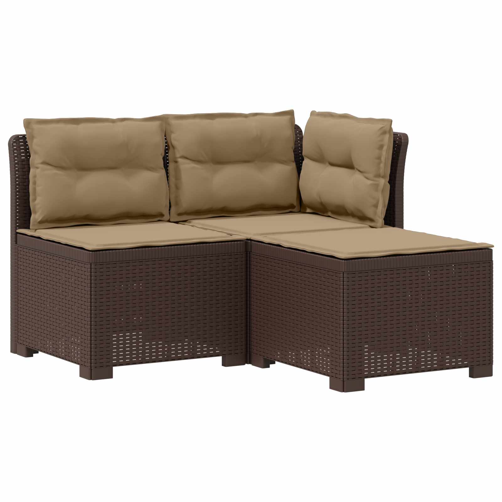 Divano da giardino 3 posti con cuscini in look rattan PP | homemem39