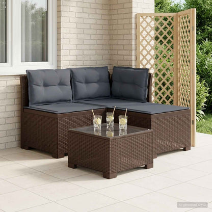 Divano da giardino 3 posti con cuscini in look rattan PP | homemem39