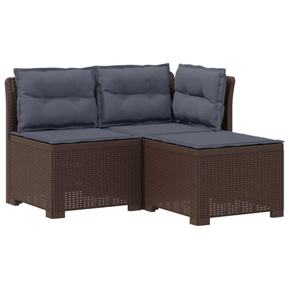 Divano da giardino 3 posti con cuscini in look rattan PP | homemem39