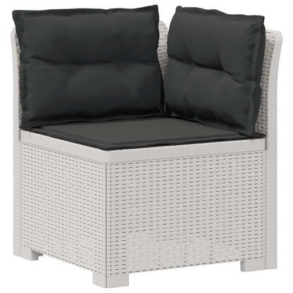 Divano da giardino 3 posti con cuscini in look rattan PP Bianco | homemem39