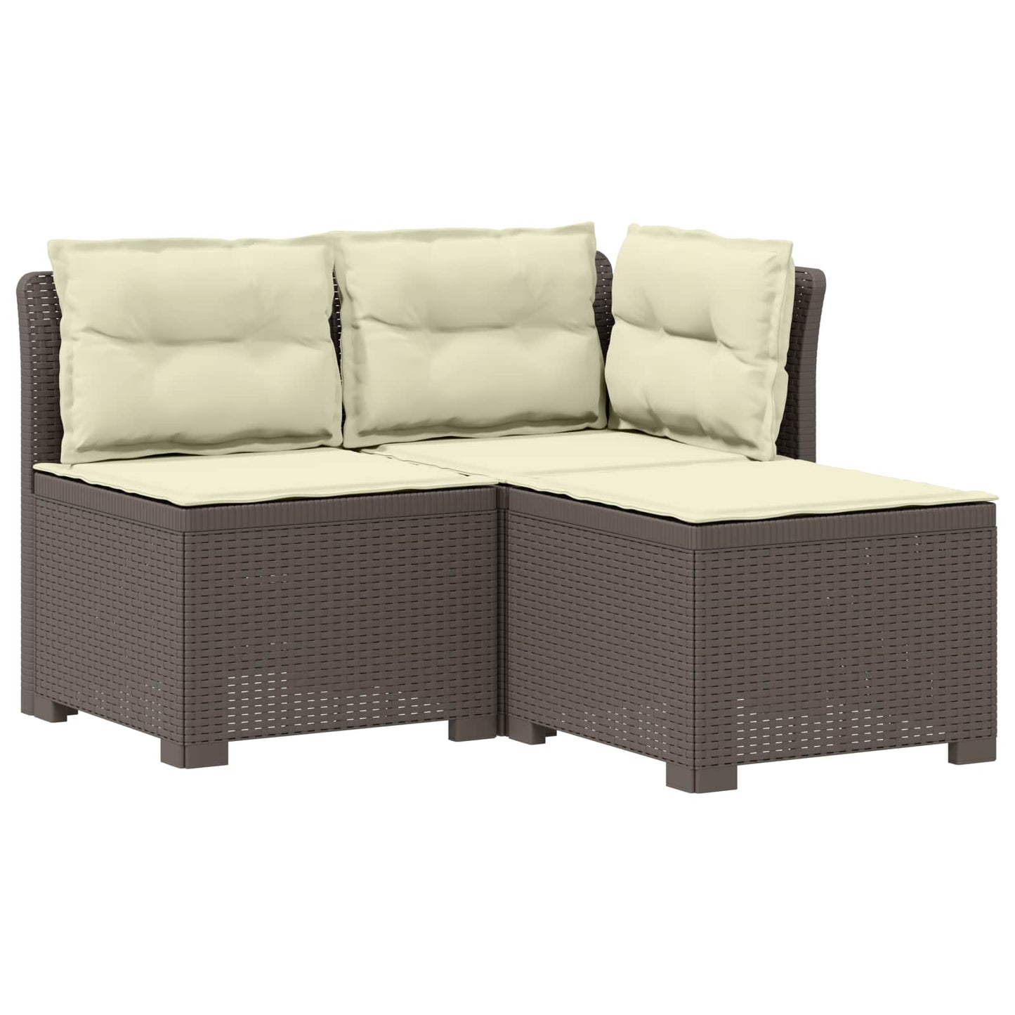Divano da giardino 3 posti con cuscini in look rattan PP | homemem39