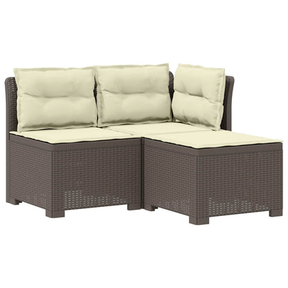 Divano da giardino 3 posti con cuscini in look rattan PP | homemem39