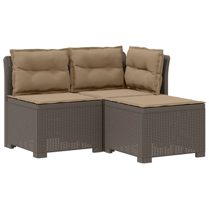 Divano da giardino 3 posti con cuscini in look rattan PP