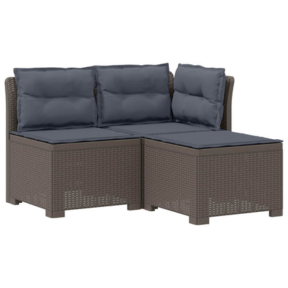 Divano da giardino 3 posti con cuscini in look rattan PP