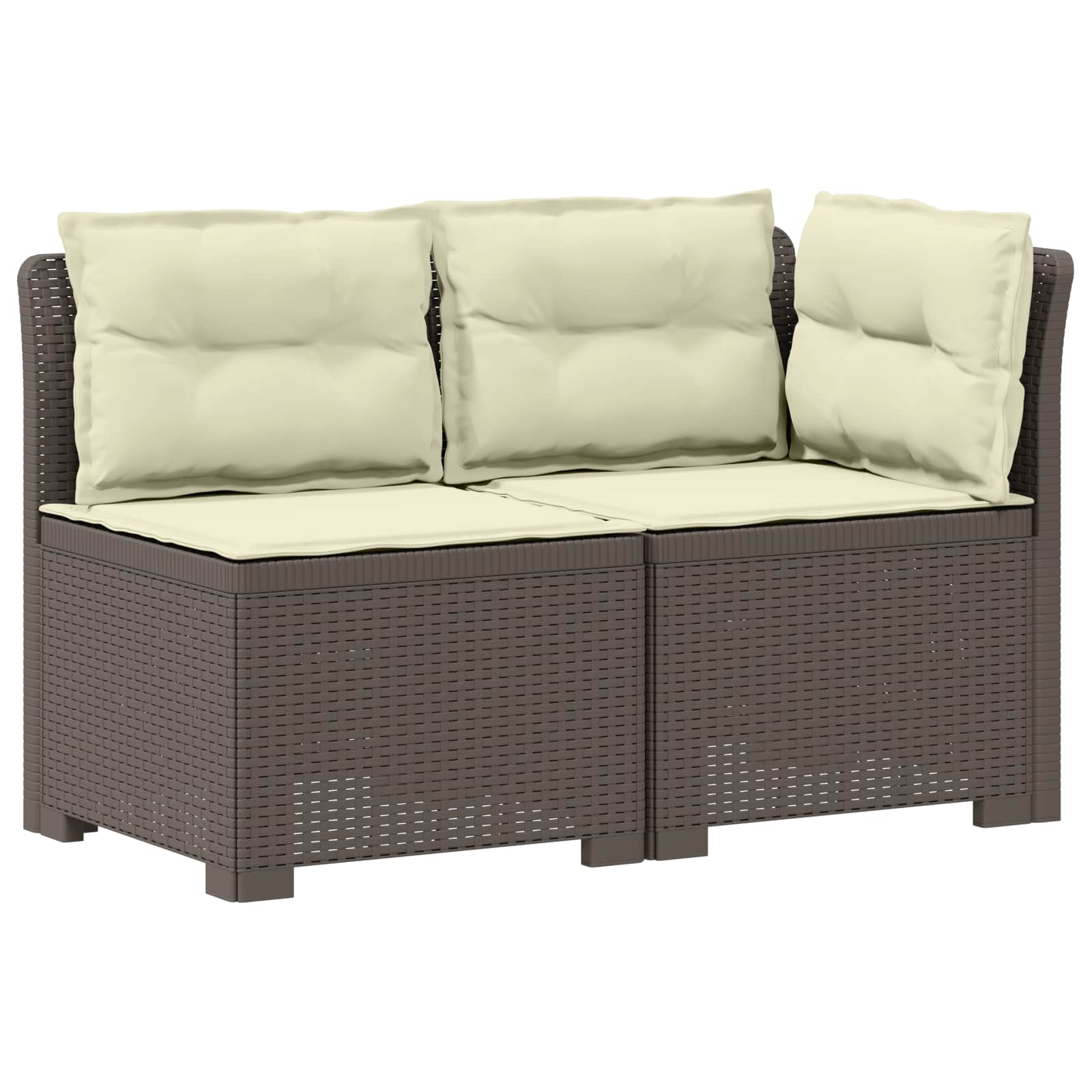 Divano da Giardino a 2 Posti con Cuscini Aspetto Rattan PP | homemem39