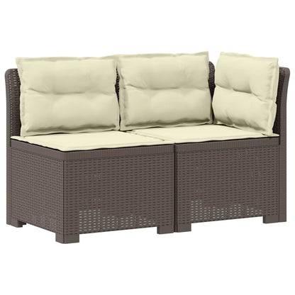 Divano da Giardino a 2 Posti con Cuscini Aspetto Rattan PP | homemem39
