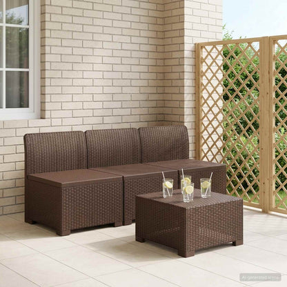 Divano da Giardino a 3 Posti in Aspetto Rattan PP Marrone