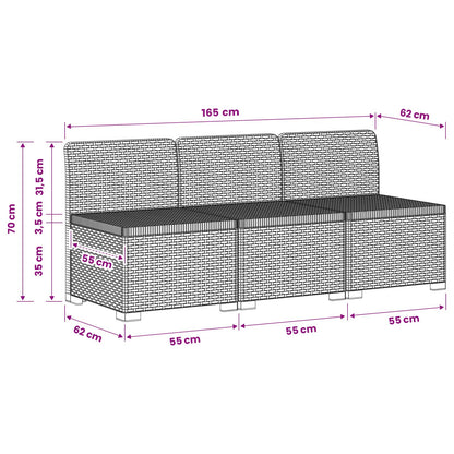 Divano da Giardino a 3 Posti in Aspetto Rattan PP Marrone | homemem39