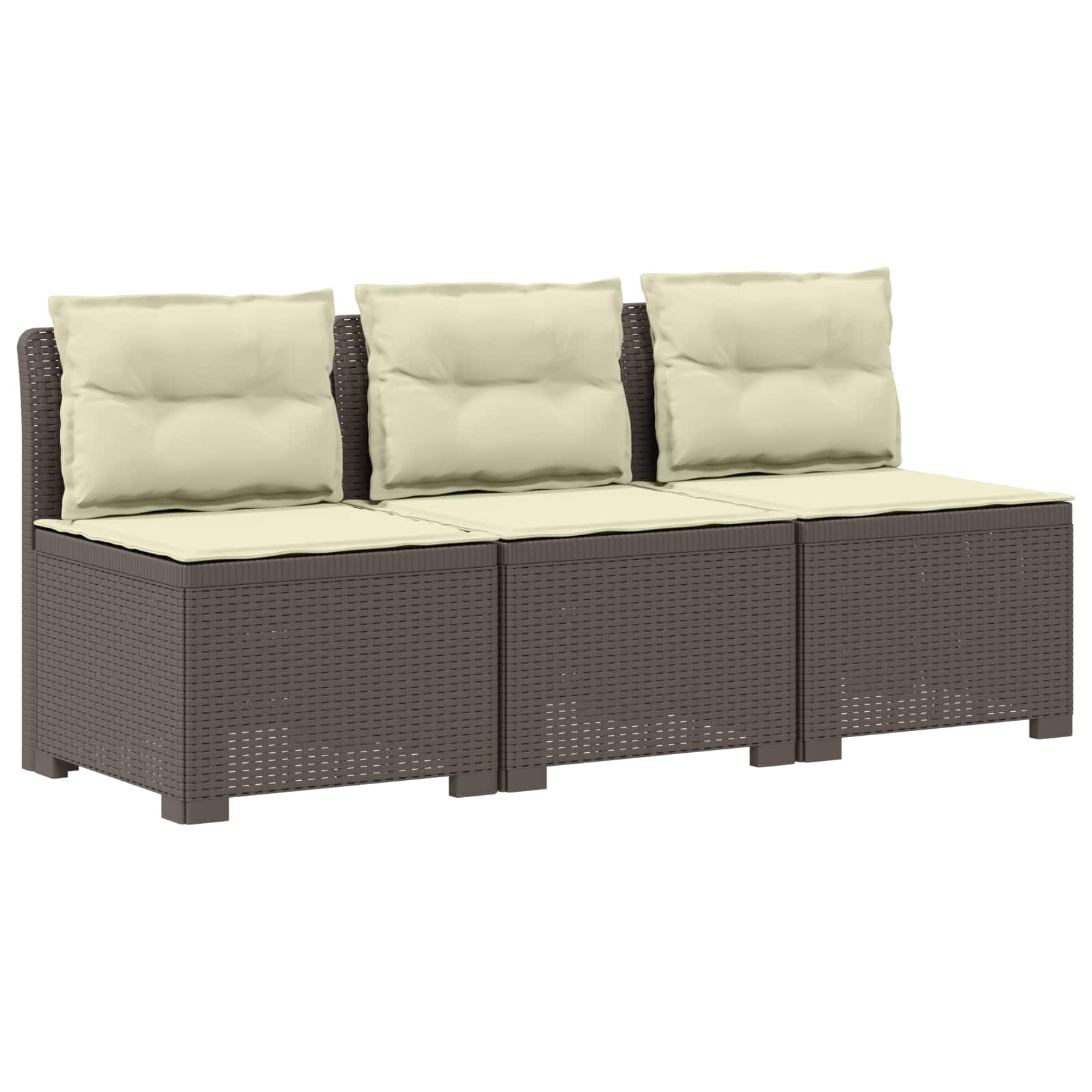 Divano da giardino 3 posti con cuscini in look rattan PP | homemem39