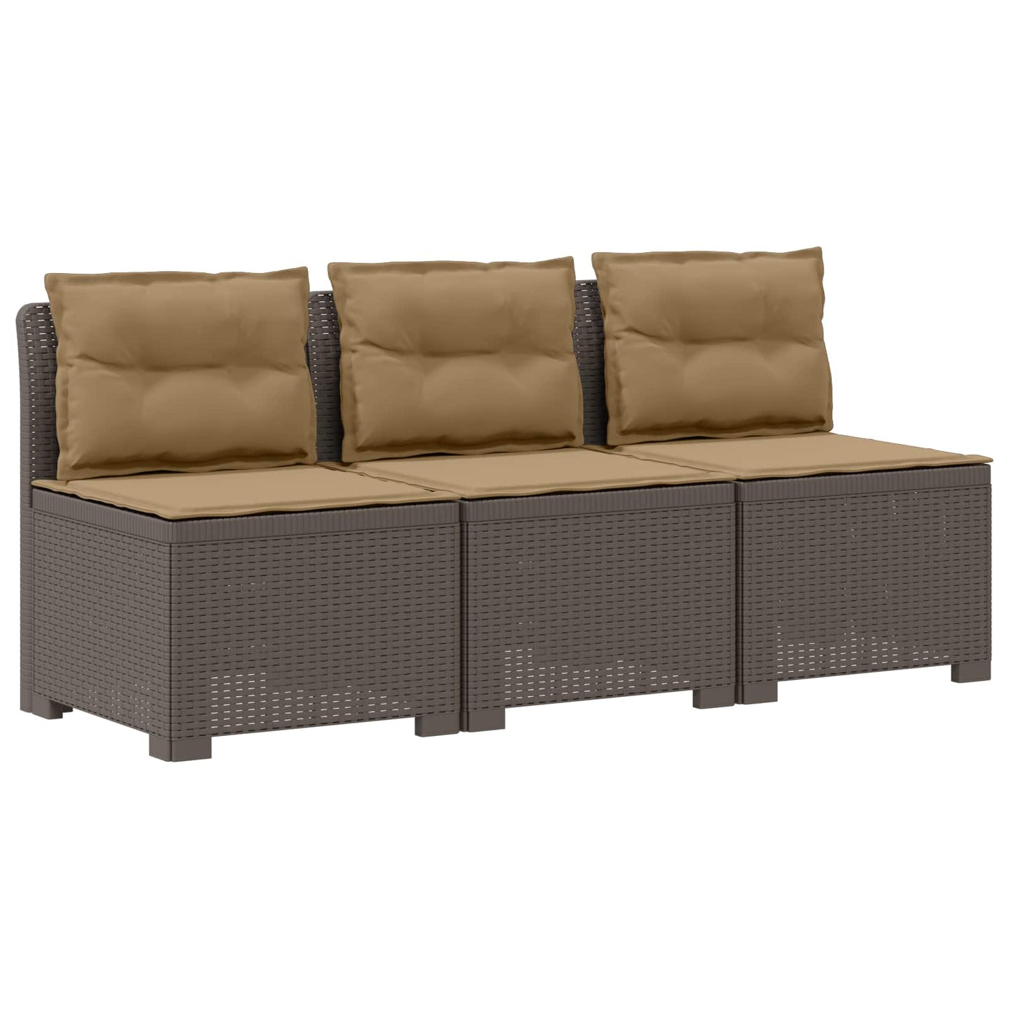 Divano da giardino 3 posti con cuscini in look rattan PP | homemem39