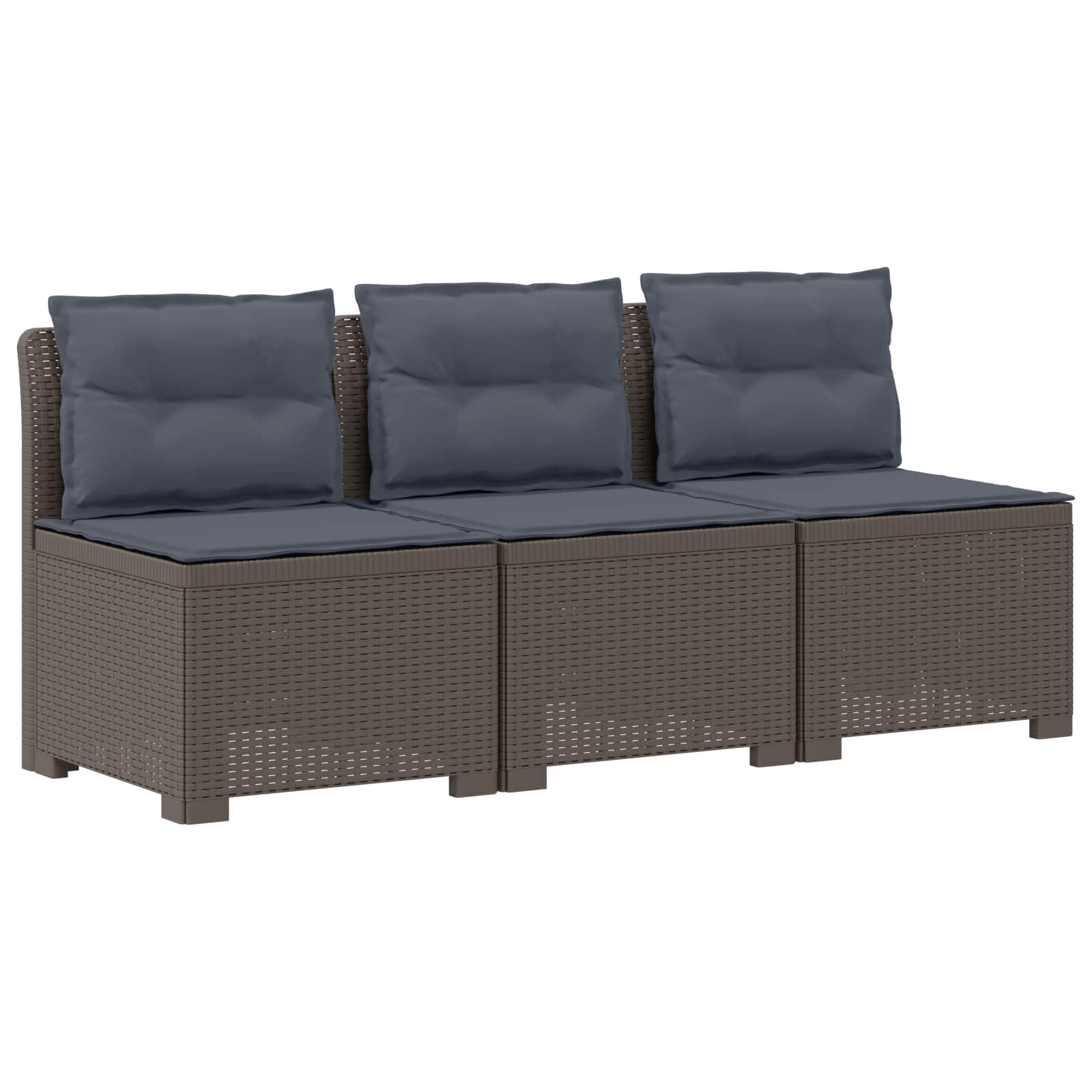 Divano da giardino 3 posti con cuscini in look rattan PP | homemem39