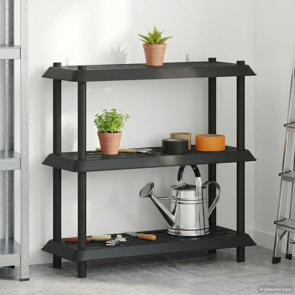 Unità di scaffalatura 3 livelli 100 x 40 x 96 cm PP Antracite | homemem39