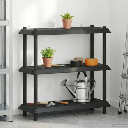 Unità di scaffalatura 3 livelli 100 x 40 x 96 cm PP Antracite | homemem39