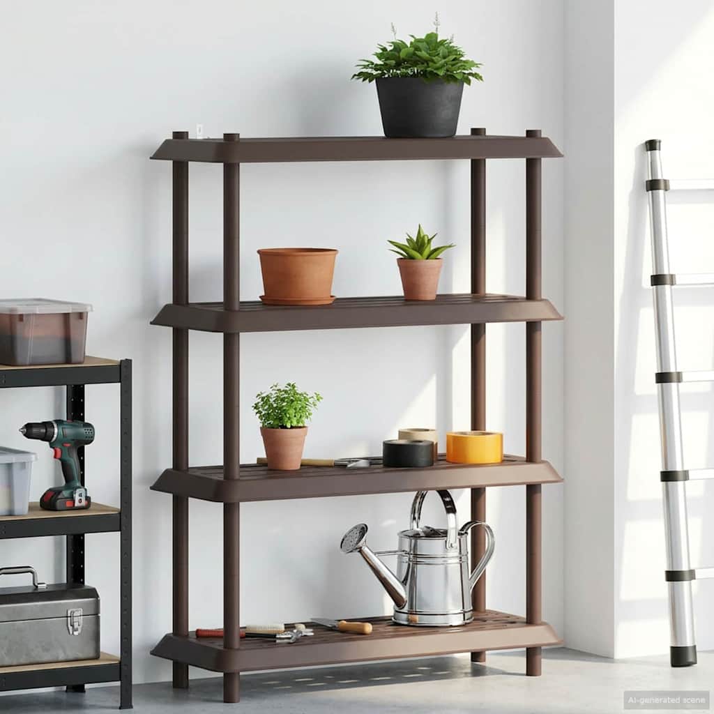 Unità di scaffalatura 4 livelli 100 x 40 x 136,5 cm PP Marrone | homemem39