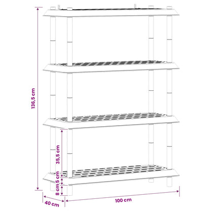 Unità di scaffalatura 4 livelli 100 x 40 x 136,5 cm PP Bianco | homemem39