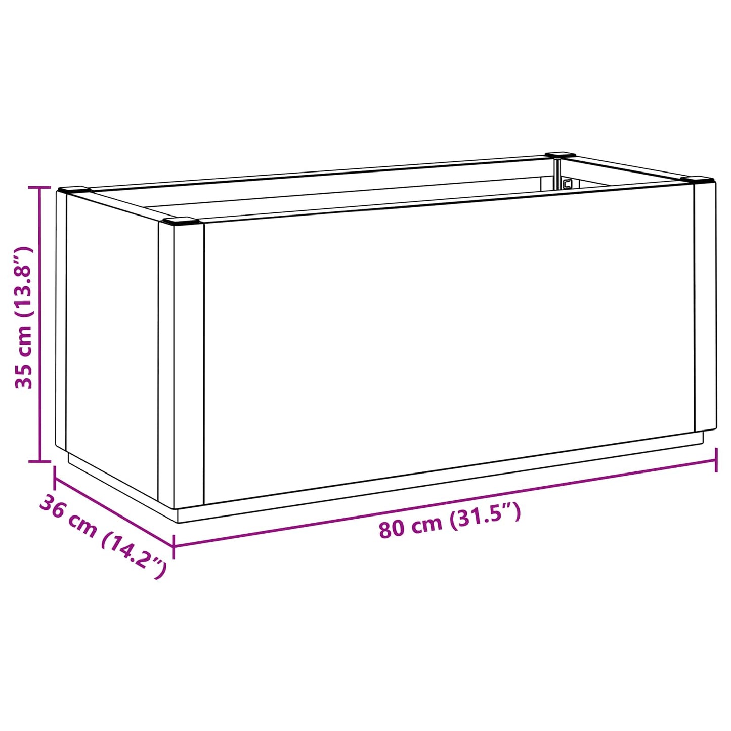 Scatola per Fiori da Giardino Verde 80 x 36 x 35 cm PP | homemem39