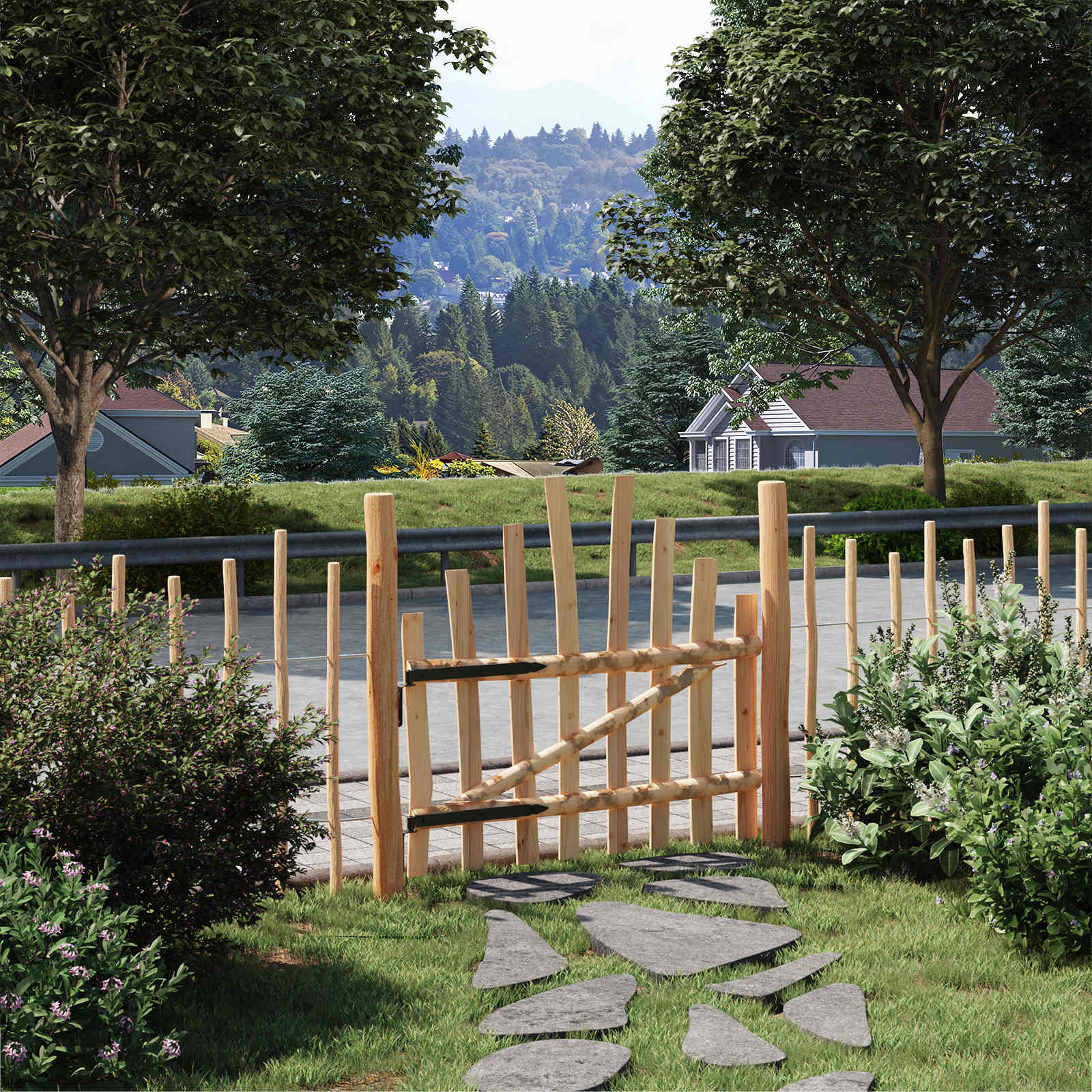 Cancello della recinzione arcuato 100 x 90 cm | homemem39