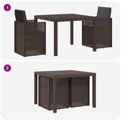 Set da Pranzo per Giardino 3 pz Marrone e Antracite PP | homemem39