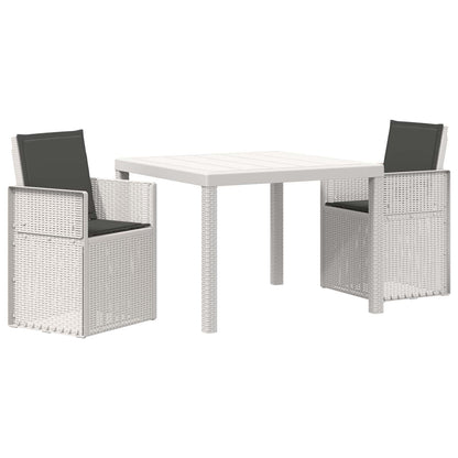 Set da Pranzo per Giardino 3 pz Bianco e Antracite PP