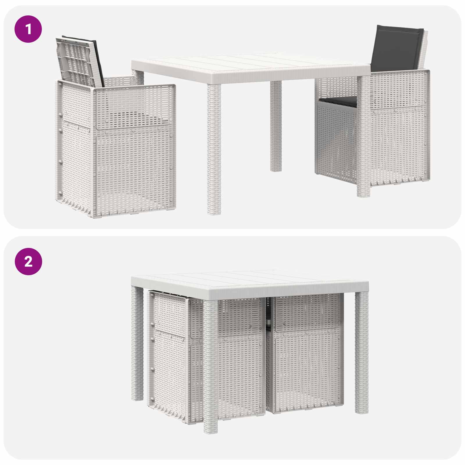 Set da Pranzo per Giardino 3 pz Bianco e Antracite PP | homemem39