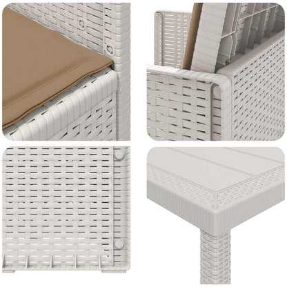 Set da Pranzo per Giardino 3 pz Bianco e Tortora PP