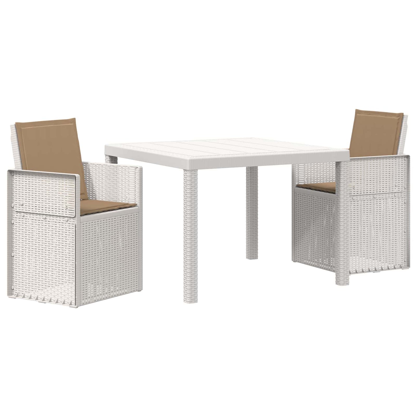 Set da Pranzo per Giardino 3 pz Bianco e Tortora PP