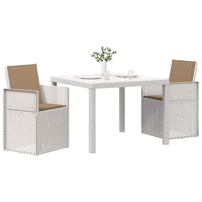 Set da Pranzo per Giardino 3 pz Bianco e Tortora PP