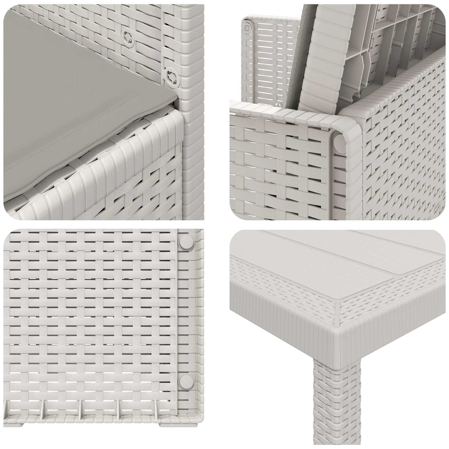 Set da Pranzo per Giardino 3 pz Bianco e Grigio Chiaro PP | homemem39