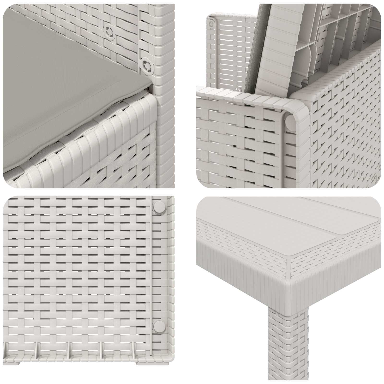 Set da Pranzo per Giardino 3 pz Bianco e Grigio Chiaro PP | homemem39