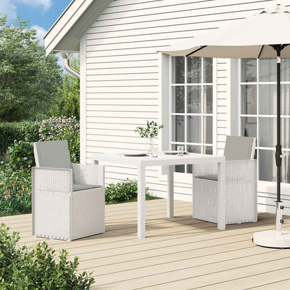 Set da Pranzo per Giardino 3 pz Bianco e Grigio Chiaro PP