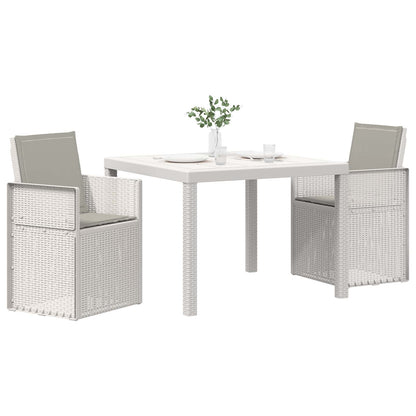 Set da Pranzo per Giardino 3 pz Bianco e Grigio Chiaro PP