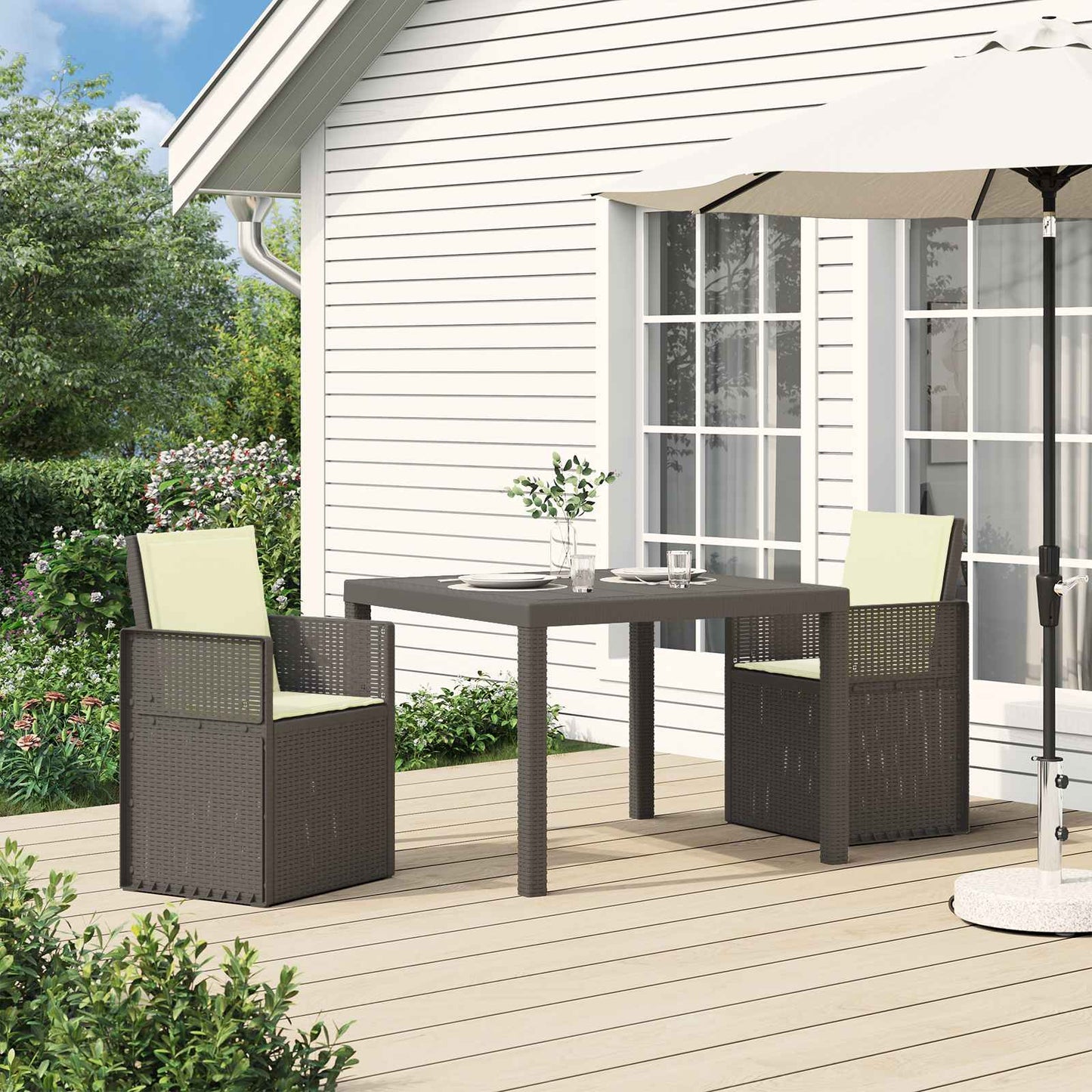 Set da Pranzo per Giardino 3 pz Grigio chiaro e panna PP