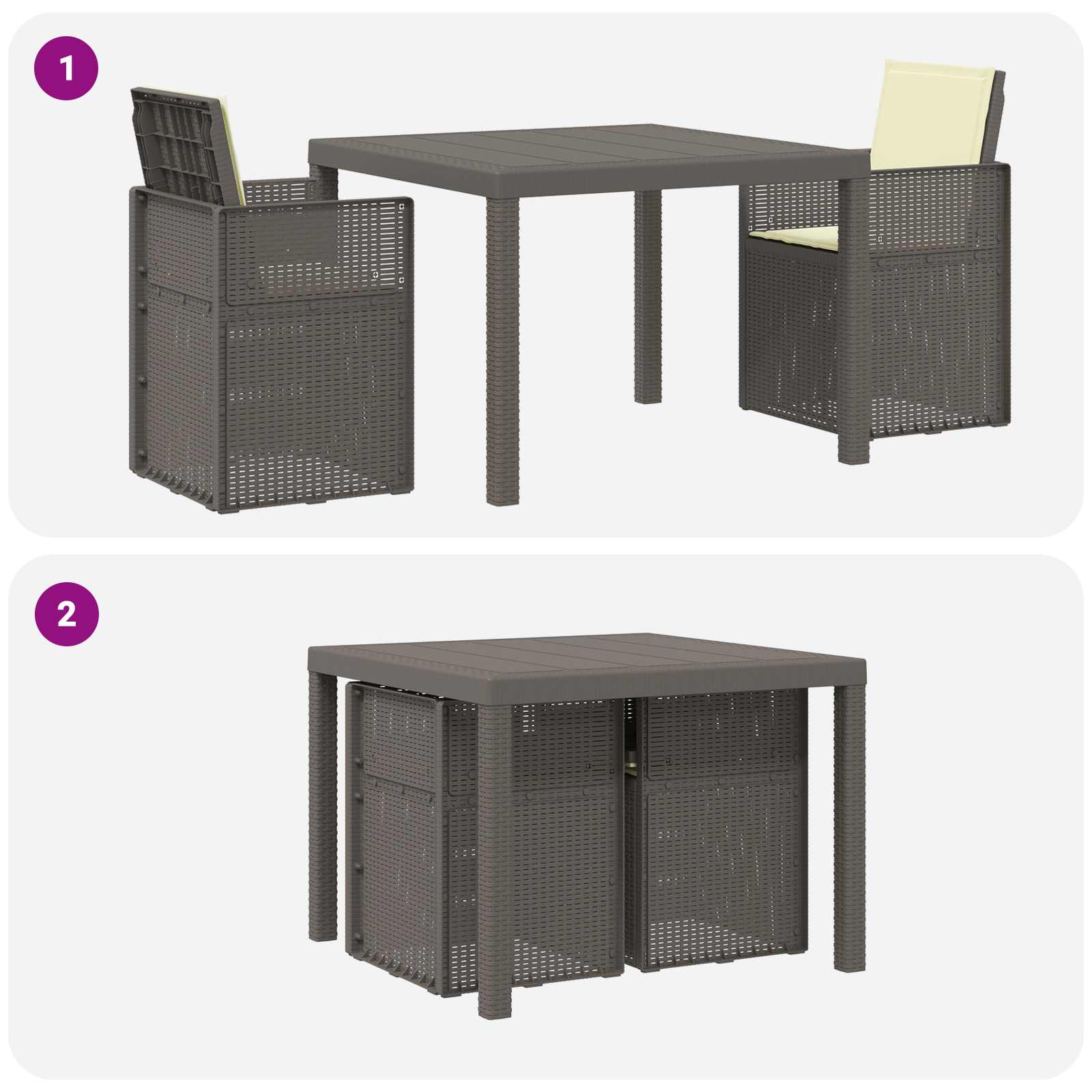Set da Pranzo per Giardino 3 pz Grigio chiaro e panna PP | homemem39