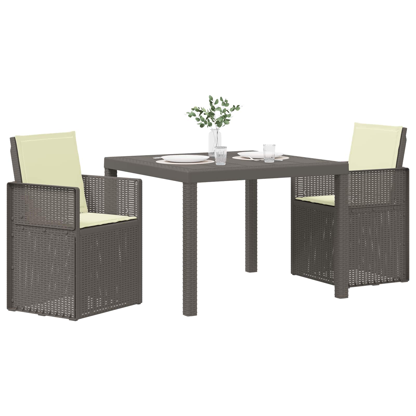 Set da Pranzo per Giardino 3 pz Grigio chiaro e panna PP | homemem39