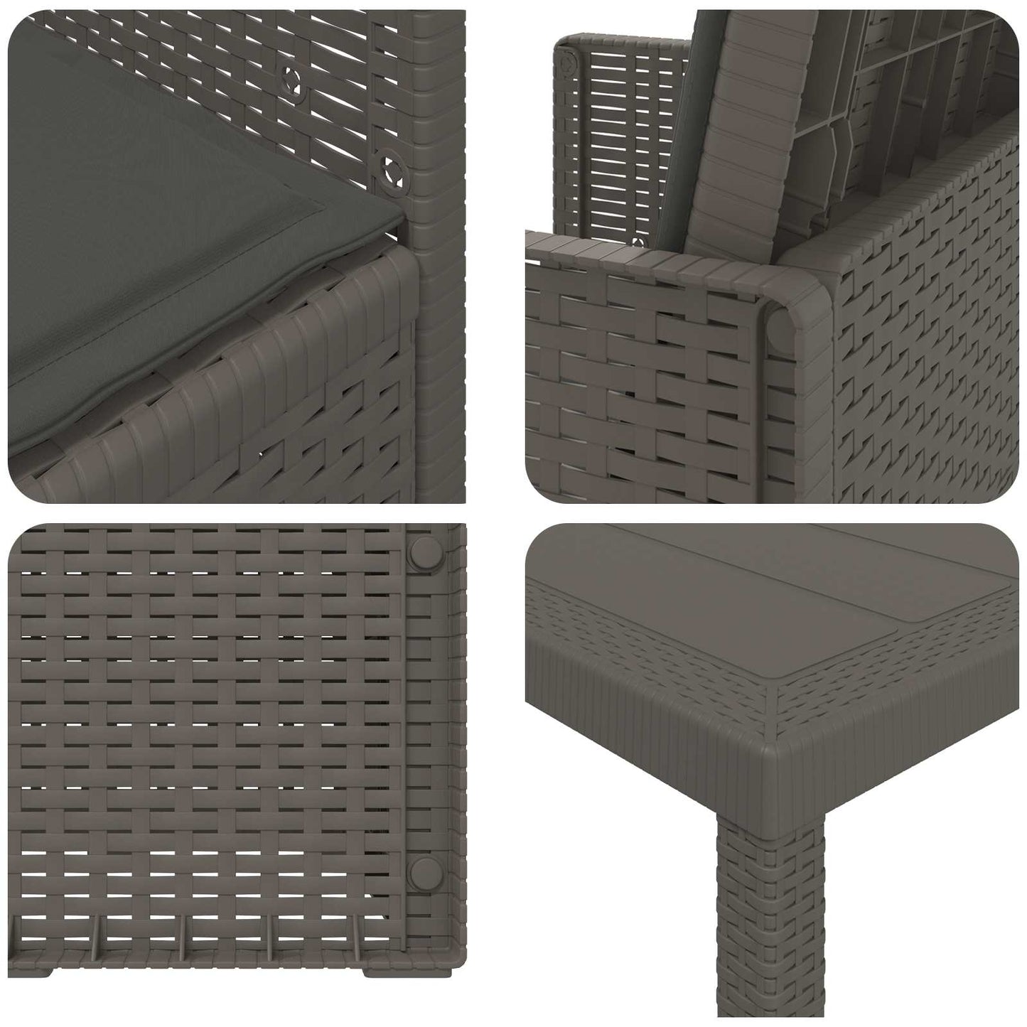 Set da Pranzo per Giardino 3 pz Grigio chiaro e Antracite PP | homemem39