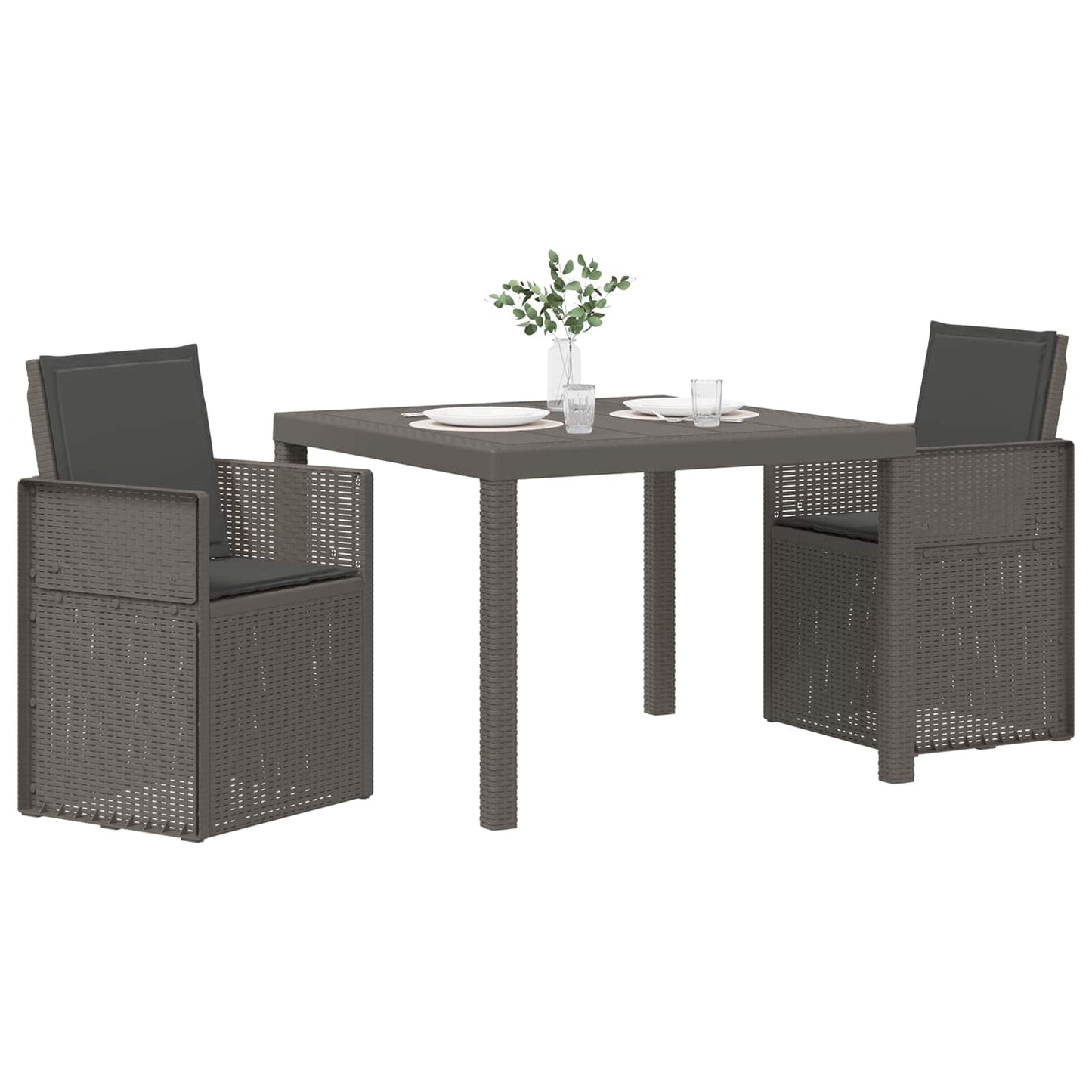 Set da Pranzo per Giardino 3 pz Grigio chiaro e Antracite PP
