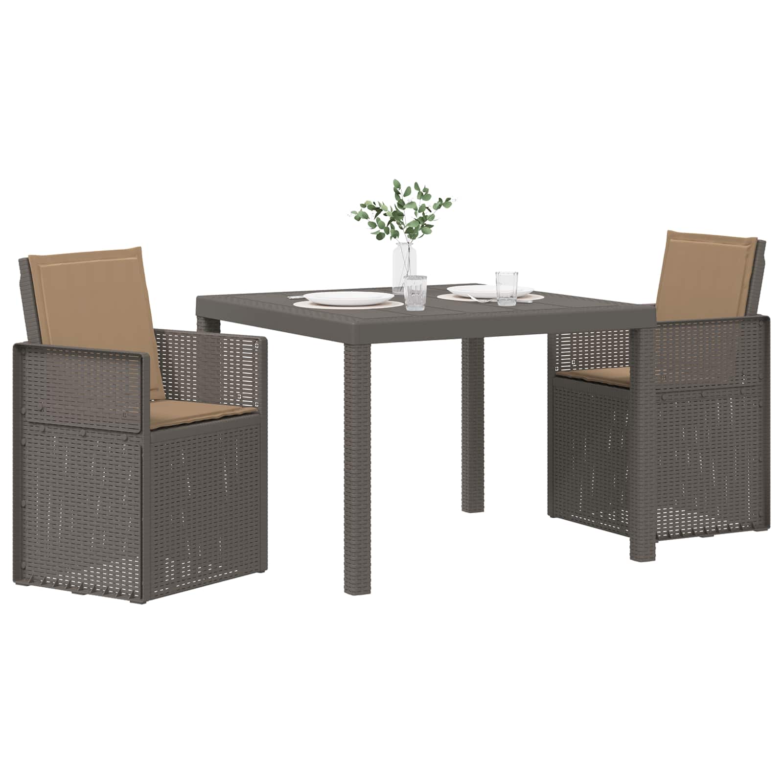 Set da Pranzo per Giardino 3 pz Grigio chiaro e Tortora PP | homemem39