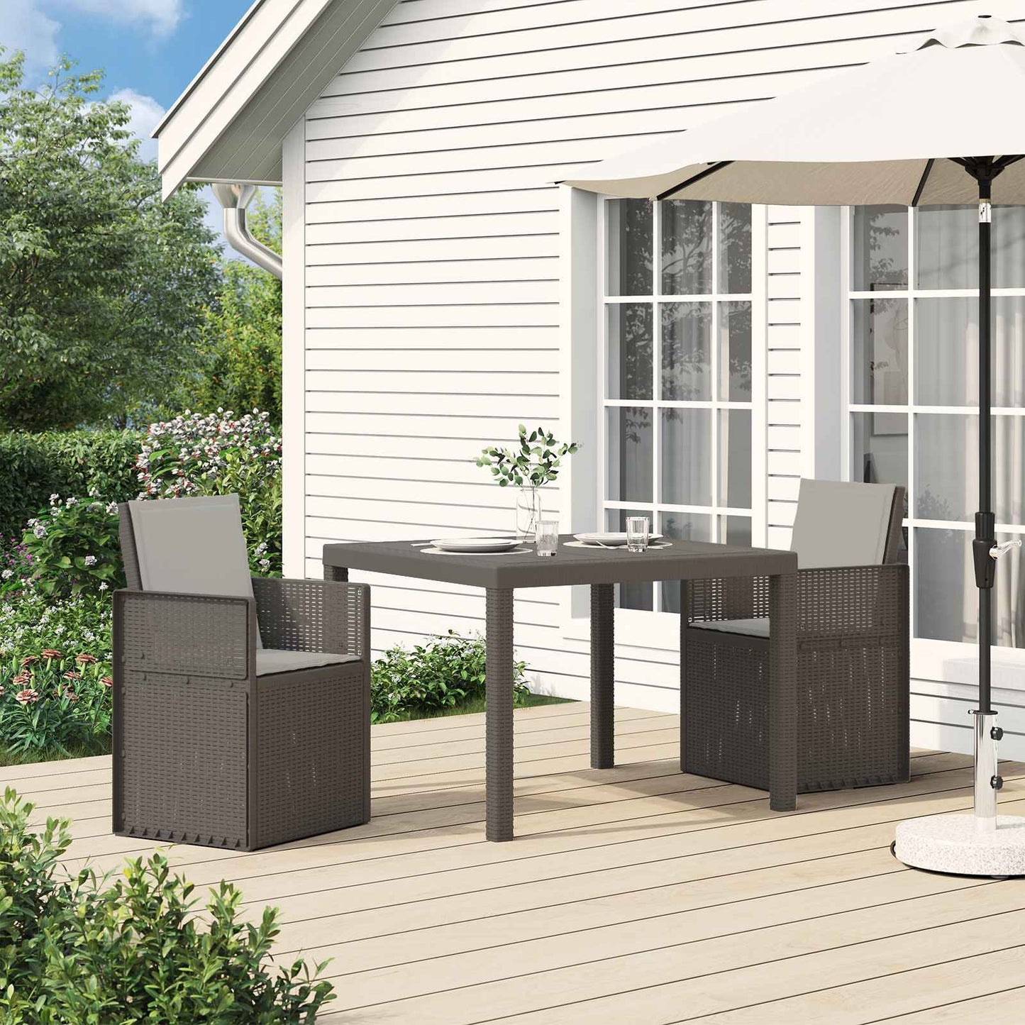 Set da Pranzo per Giardino 3 pz Grigio Chiaro PP | homemem39