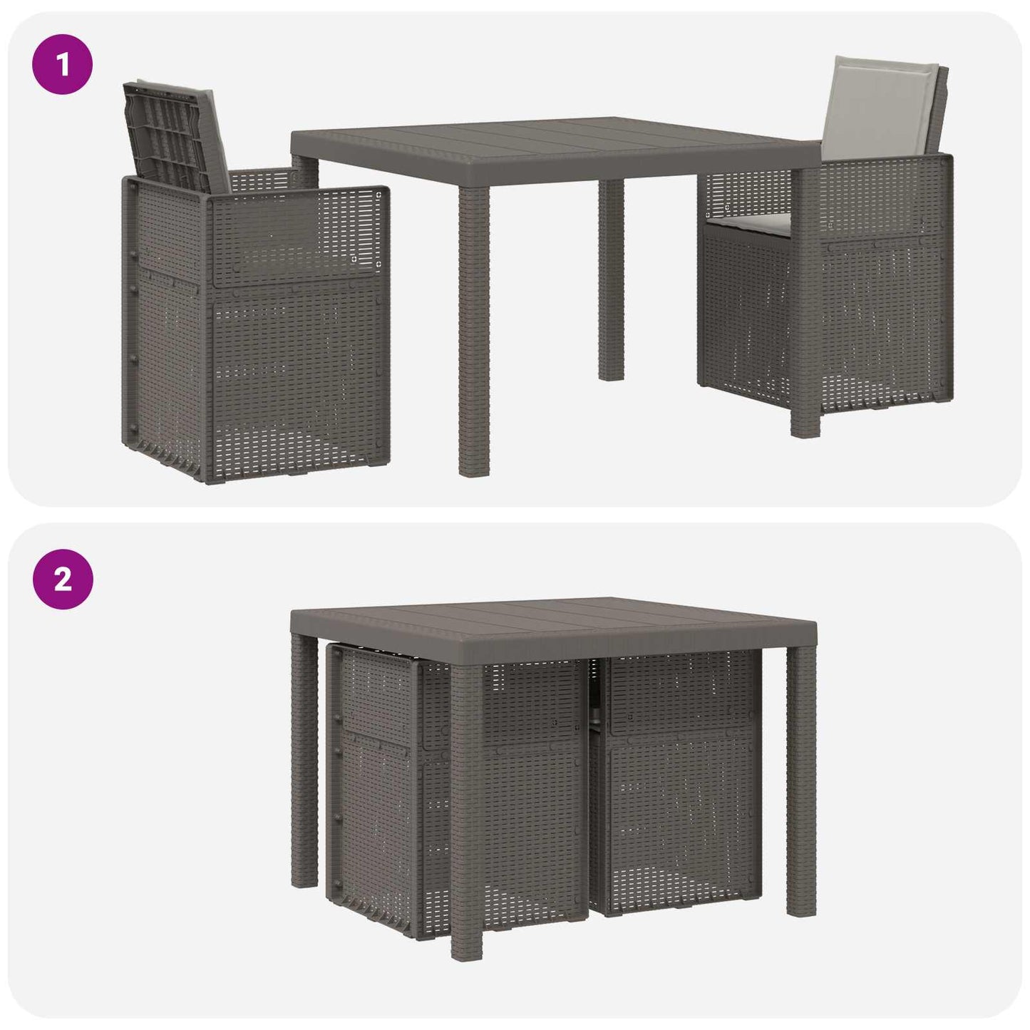 Set da Pranzo per Giardino 3 pz Grigio Chiaro PP | homemem39
