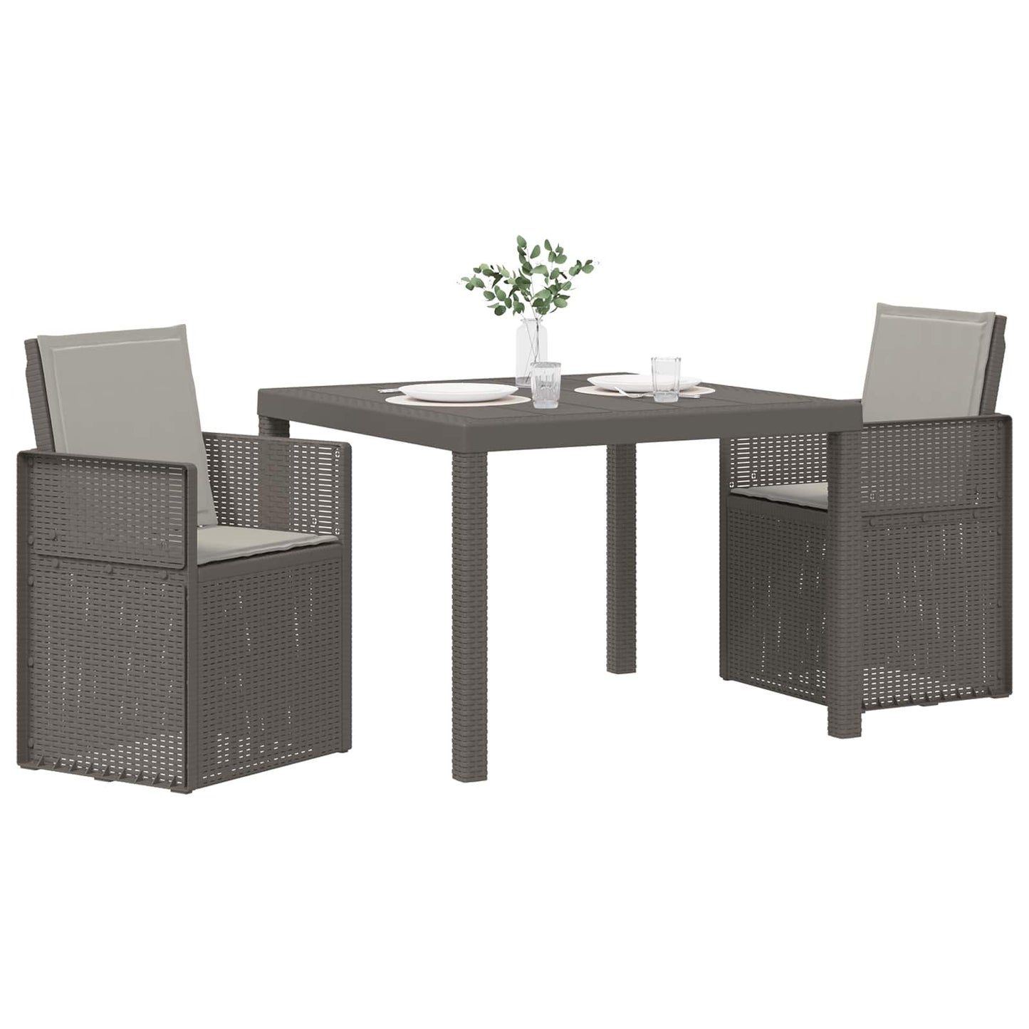 Set da Pranzo per Giardino 3 pz Grigio Chiaro PP | homemem39