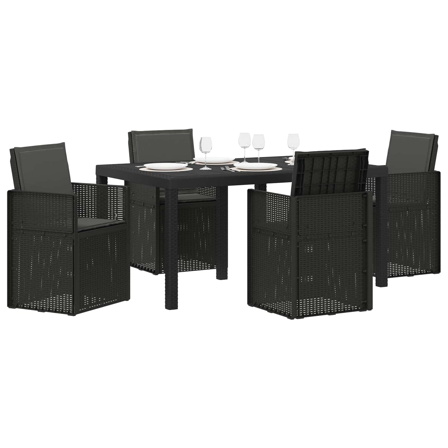 Set da Pranzo per Giardino con cuscino 5 pcs Antracite PP | homemem39