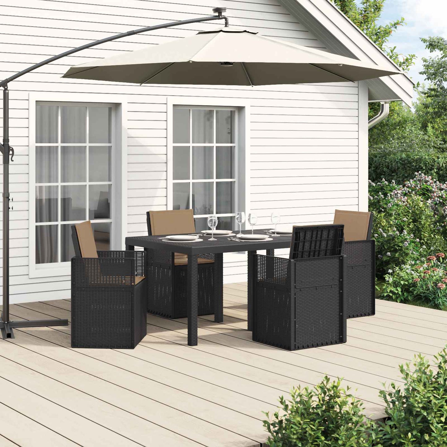 Set da Pranzo per Giardino 5 pcs Antracite e Tortora PP | homemem39