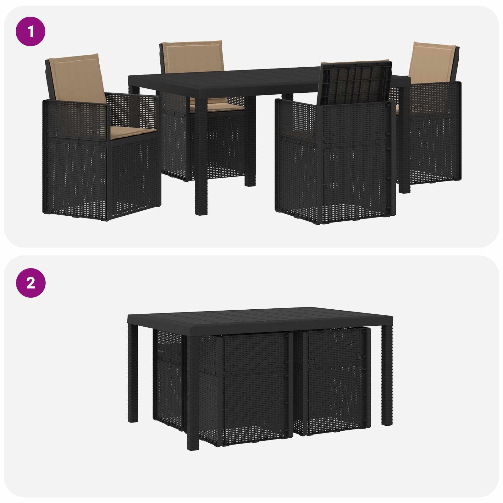 Set da Pranzo per Giardino 5 pcs Antracite e Tortora PP | homemem39